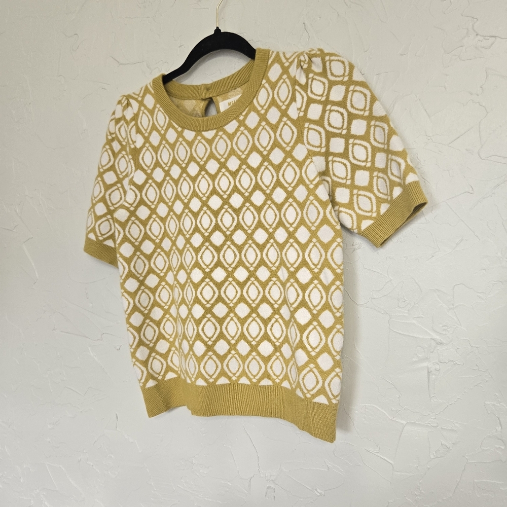 Anthro Maeve Jacquared Harmon Yellow Sweater - Picture 5 of 11